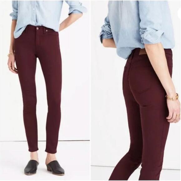 Madewell Burgundy 10 in. High Rise Skinny Jeans Size 25‎ - Picture 1 of 6